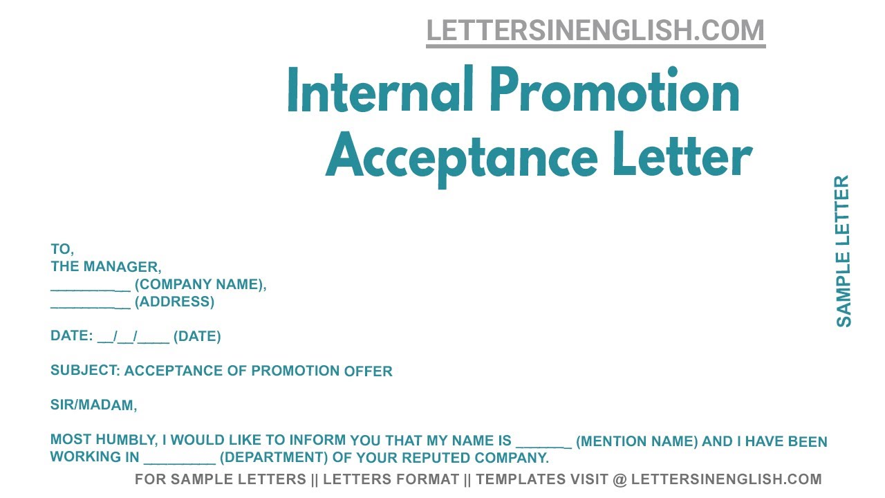 Internal Promotion Acceptance Letter - Sample Letter of Acceptance of Promotion