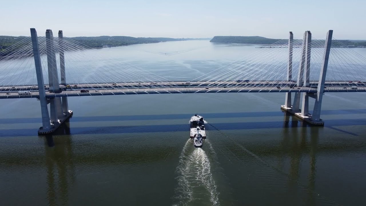 Tappan Zee Bridge by drone Hudson River New York USA