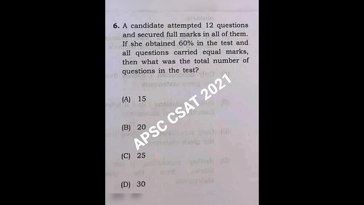 APSC CSAT 2021 question  #studywithaayang #maths #mathstricks #csat #apsc #upsc