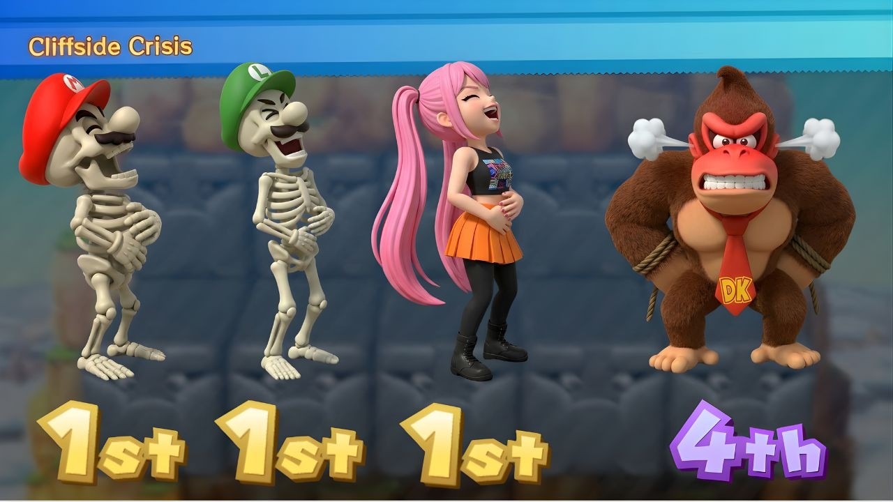 Skeleton Mario + Skeleton Luigi WIN! DK LAST vs Mira | Mario Party 10 Minigames