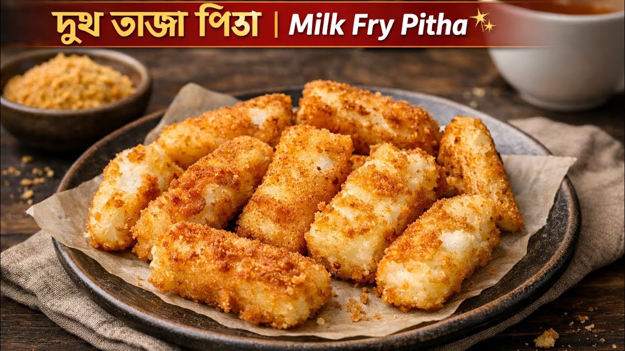 দুধ দিয়ে Easy Crispy Pitha 😍 | Milk Fry Pitha Recipe | দুধ ভাজা পিঠা🚀 