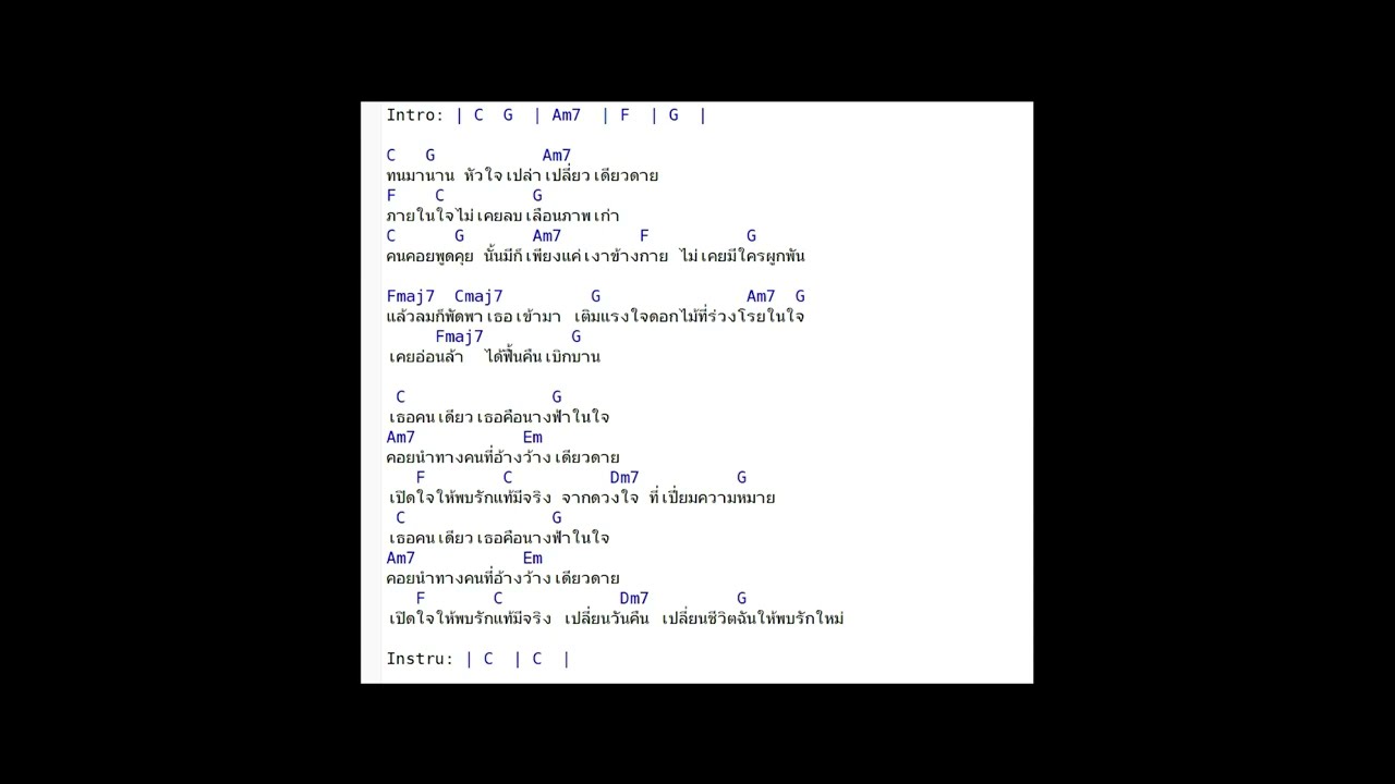 คอร์ดกีต้าร์ เพลง เธอคือนางฟ้าในใจ ศิลปิน แคลช (Clash)