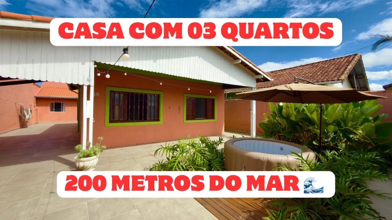 CASA À 200 METROS DO MAR COM 03 QUARTOS NA PRAIA DE PERUÍBE/SP