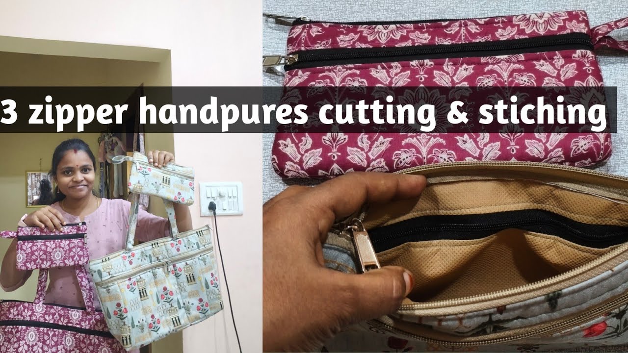 3 zipper handpursea|3 zipper handpurse cutting & stiching |handmade handbag 