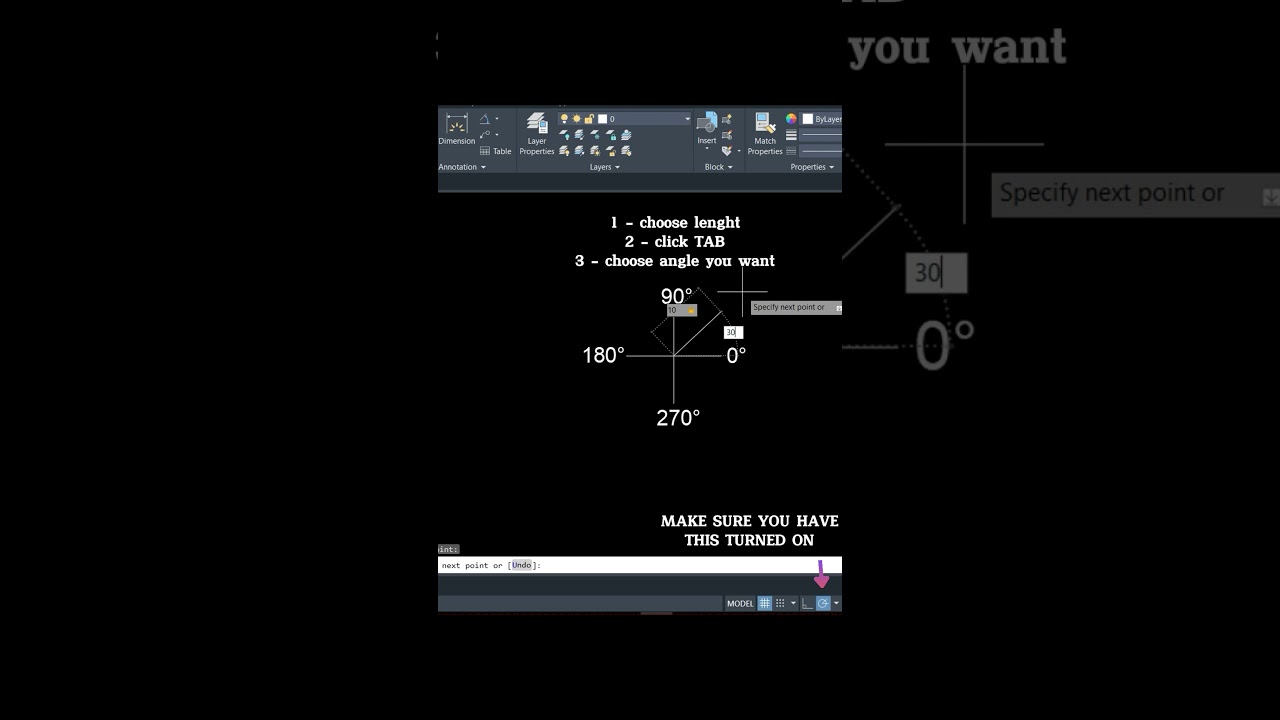 Draw a Line with SPECIFIC ANGLE in AutoCad