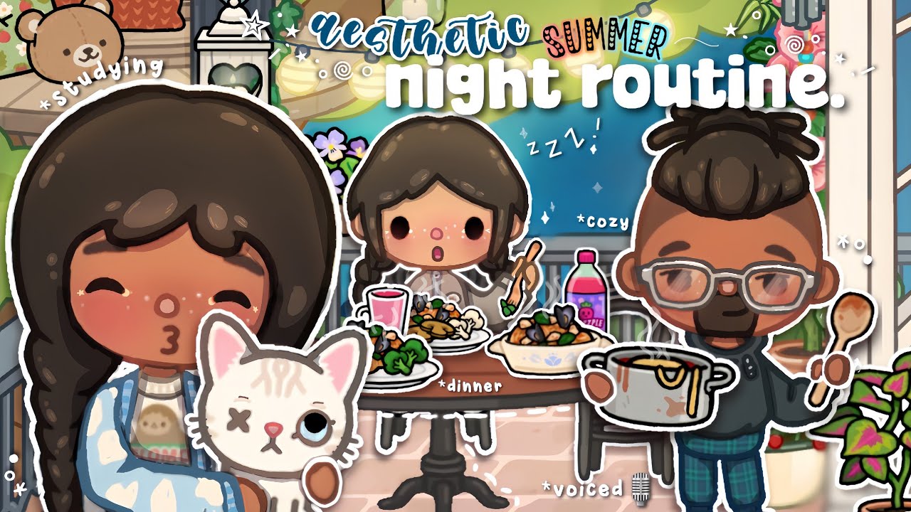 💫AESTHETIC* SUMMER NIGHT ROUTINE 🌙 ✨ ||Tocaboca Role-play*•°||voiced🎙
