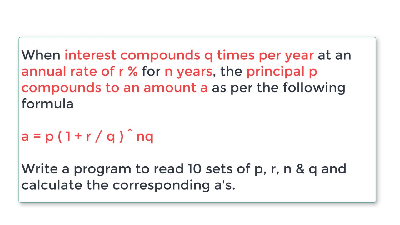 C Program To Calculate Amount In Compound Interest