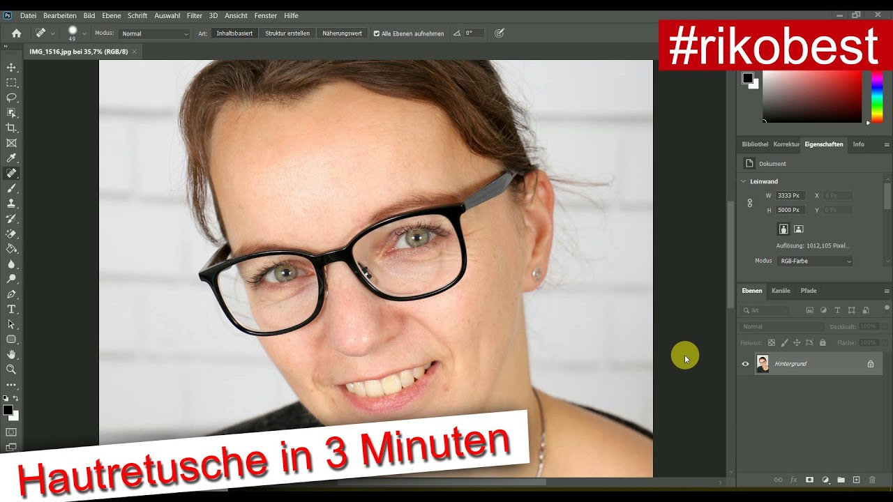 Hautretusche in 3 Minuten - schnelle Beauty Retusche in Photoshop - Riko Best