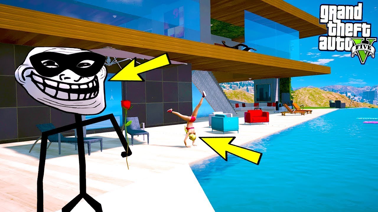 TROLLFACE SEVGİLİNİN SÜPER LÜKS EVİNİ SOY GÖREVİ! - GTA 5