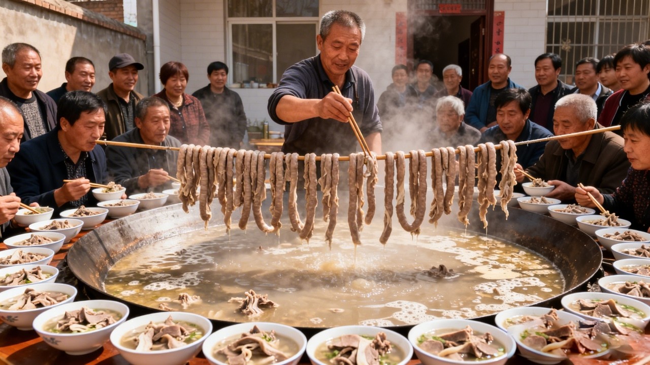 Chú Hà Nam nấu nội tạng cừu 38 năm, não 5đ, thịt 50đ, 1 nồi không đủ bán!