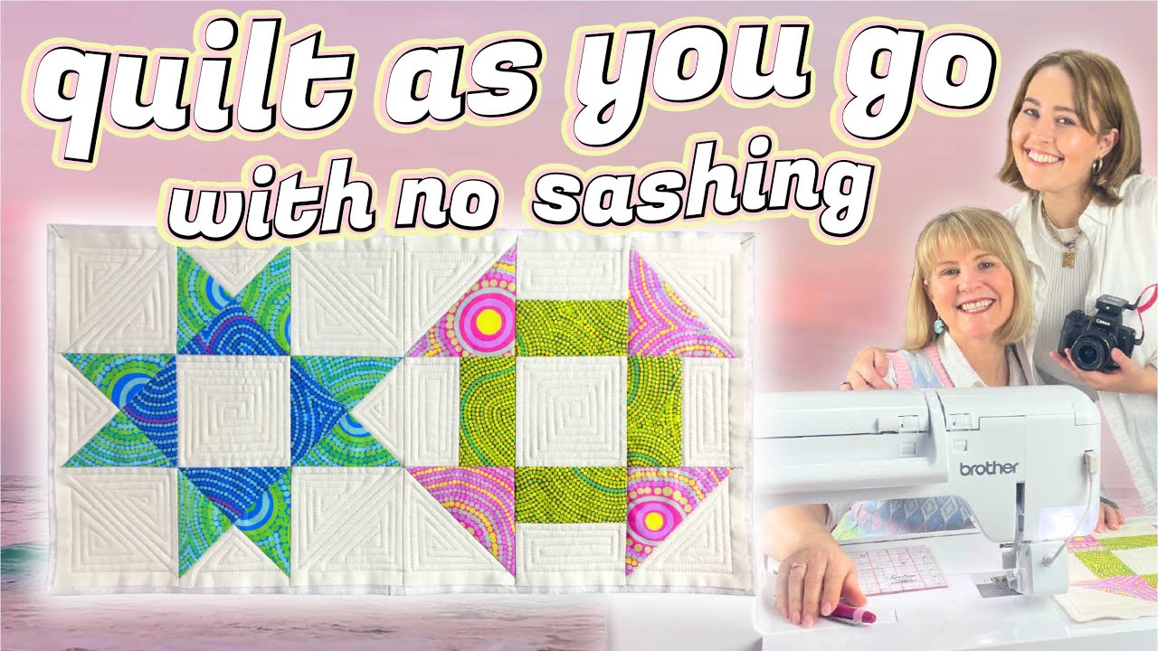 QUILT AS YOU GO WITH NO SASHING! Perfect For Pointy Patchwork Blocks (Island Home ep 2. Part 2)