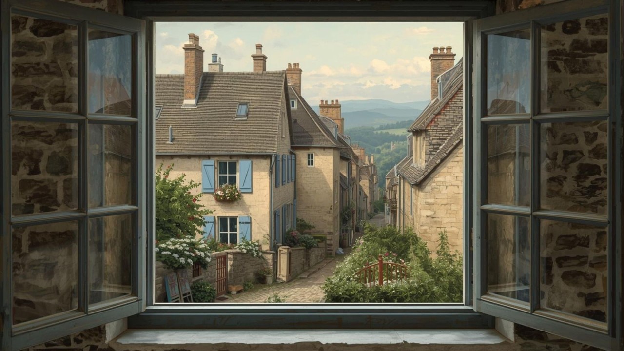 Window View of French Country Village | Vintage Oil Painting Frame TV Art | 2-Hour Screensaver