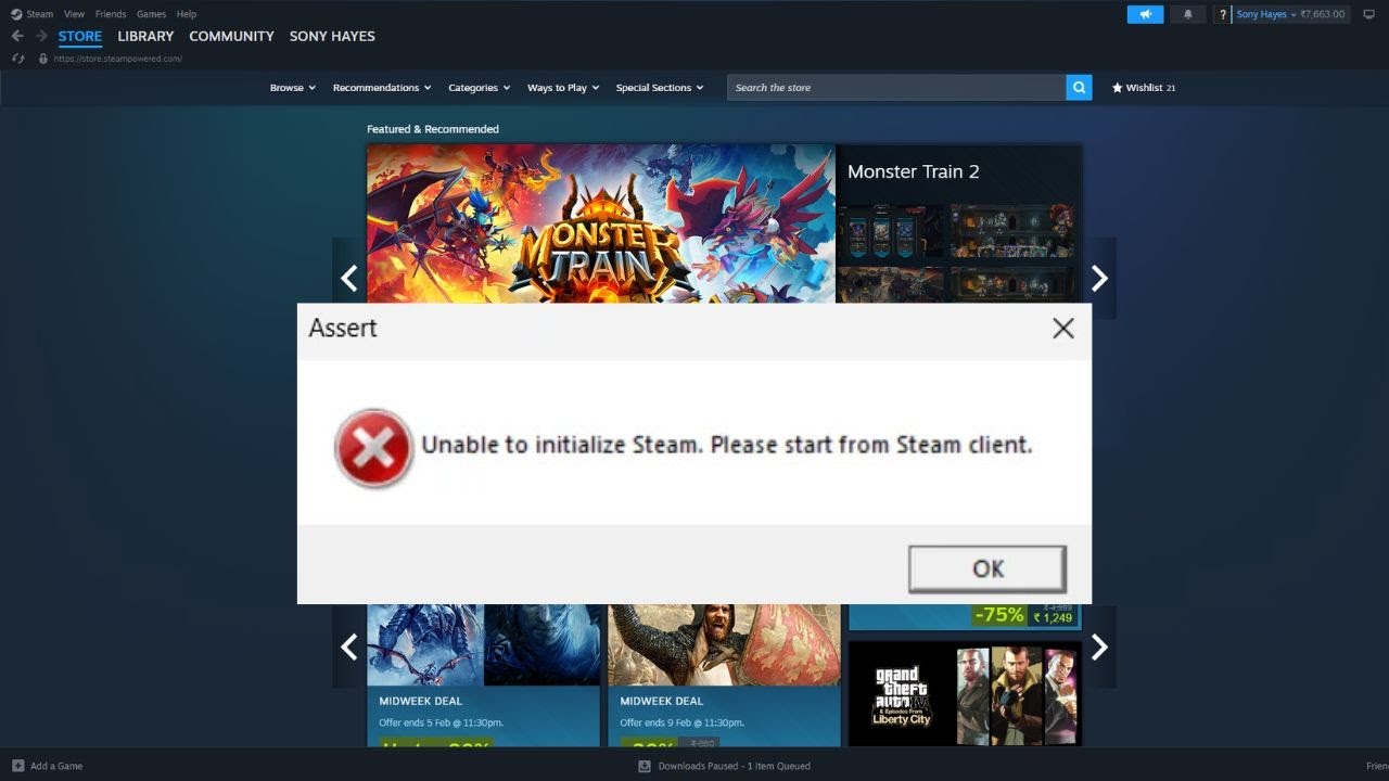 Unable to Initialize Steam Error Fix (Start Game from Steam Client)
