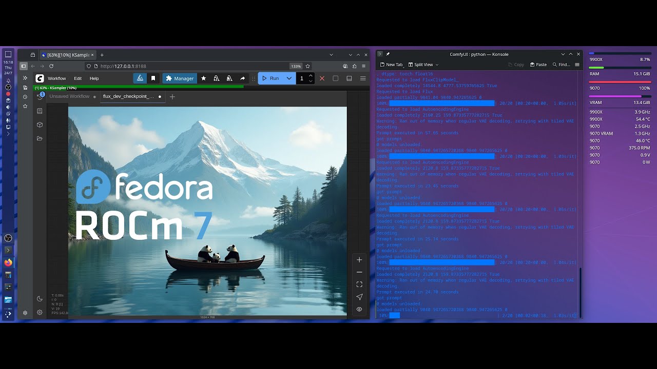 AMD ROCm 7 Installation & Test Guide / Fedora Linux RX 9070 - ComfyUI Blender LMStudio SDNext Flux