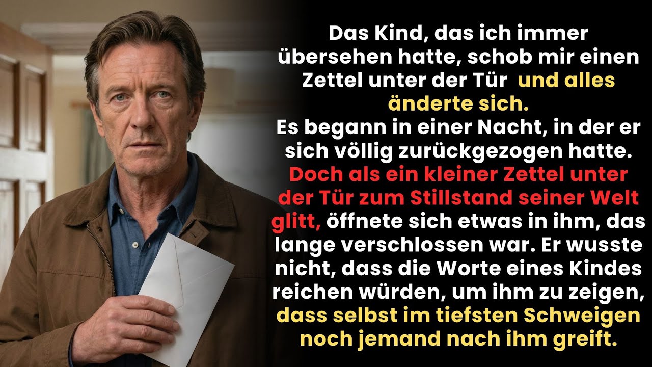 Das ist Das Kind, das ich immer übersehen hatte, schob mir einen Zettel unter der Tür und alles ände