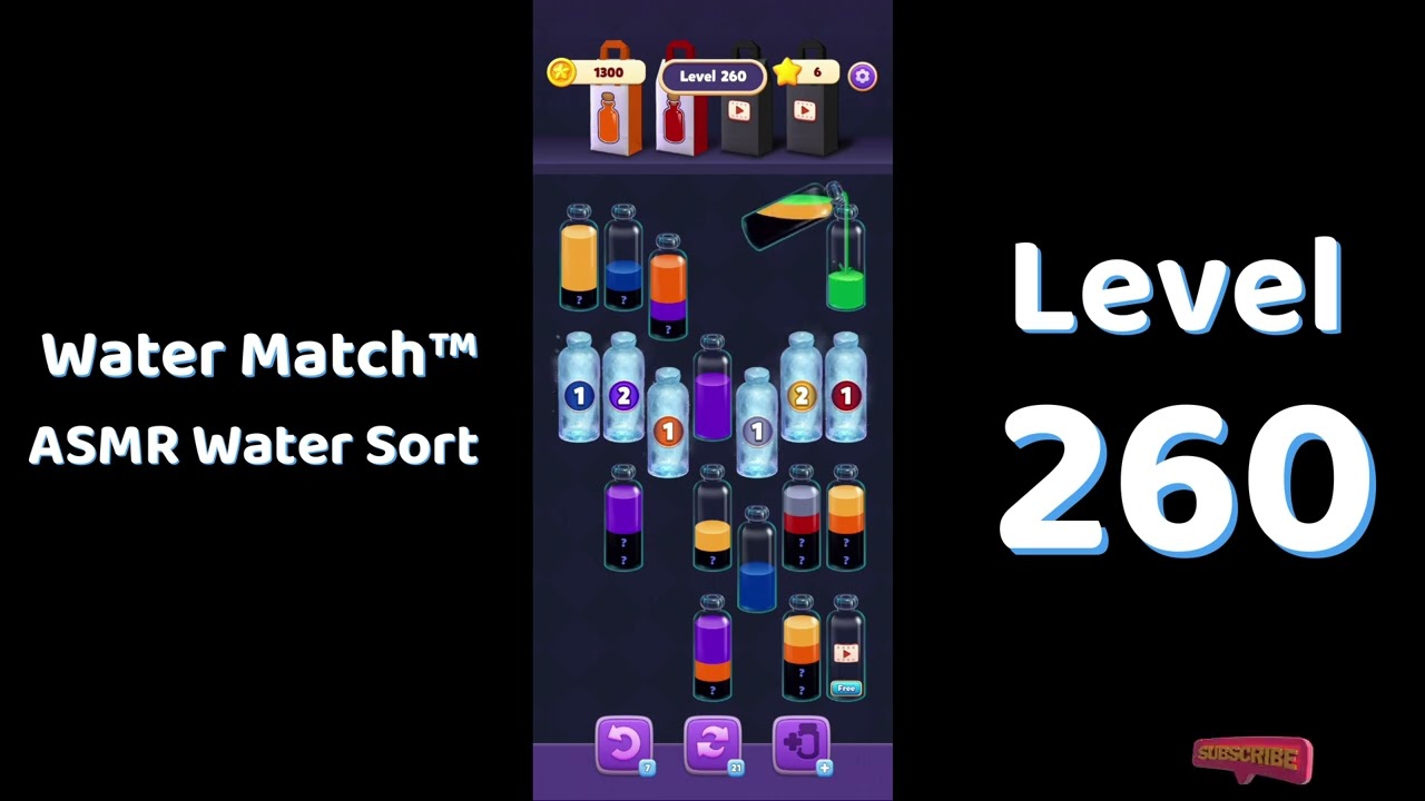 Water Match Level 260 Walkthrough 💧🎮 | Water Match ASMR Water Sort | Solutionguruji