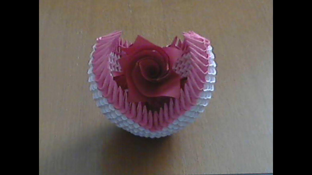 How to make 3d origami small basket with flower