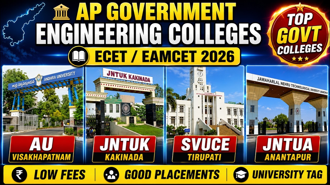 AP ECET/EAMCET 2026: Best Government Engineering Colleges Ranking | AU, JNTUK, SVU, JNTUA