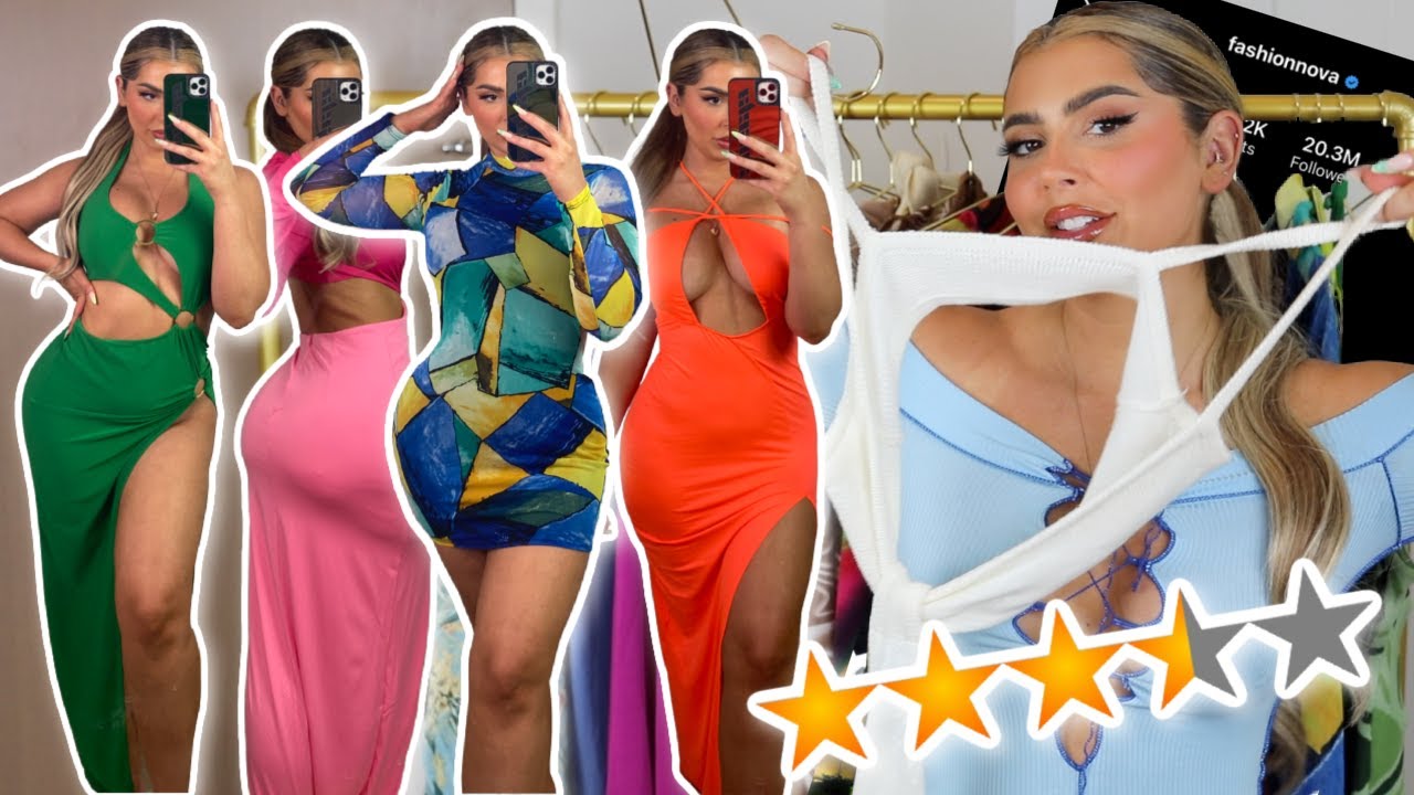 Примерка платьев Fashion Nova на сумму более 600 долларов.