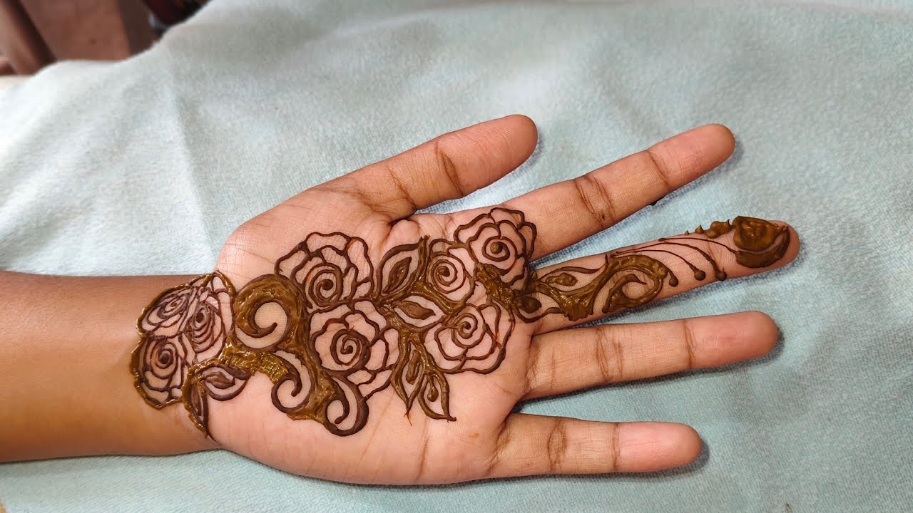 Very stylish beautiful front hand floral flower tutorial mehandi hack#trending#latest#henna mehandi 