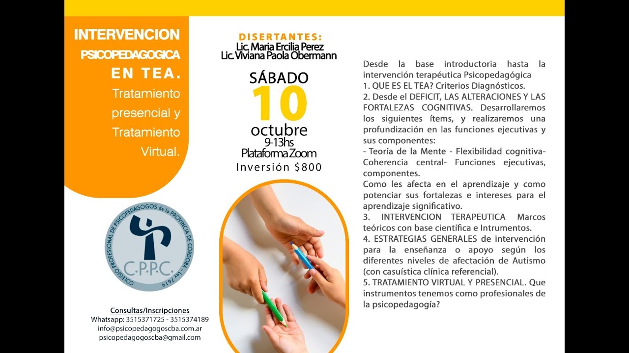 INTERVENCION PSICOPEDAGOGICA EN TEA- Sabado 10/10/2020.
