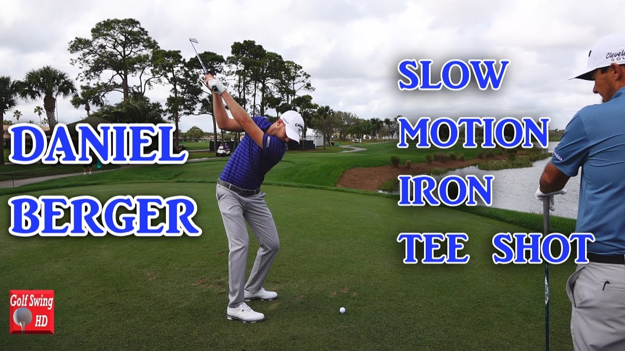DANIEL BERGER 120fps SLOW MOTION DTL IRON TEE SHOT GOLF SWING 1080 HD