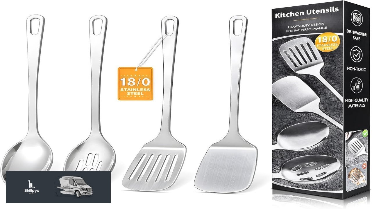 4 Pcs Cooking Utensils Set Stainless Steel Kitchen Utensils Heat Resistant Metal