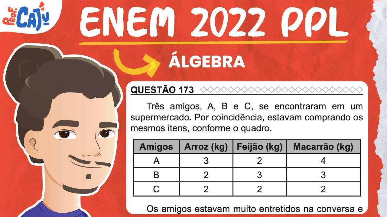 [ENEM 2022 PPL] 173 📘 ÁLGEBRA Três amigos, A, B e C, se encontraram em um supermercado. Por