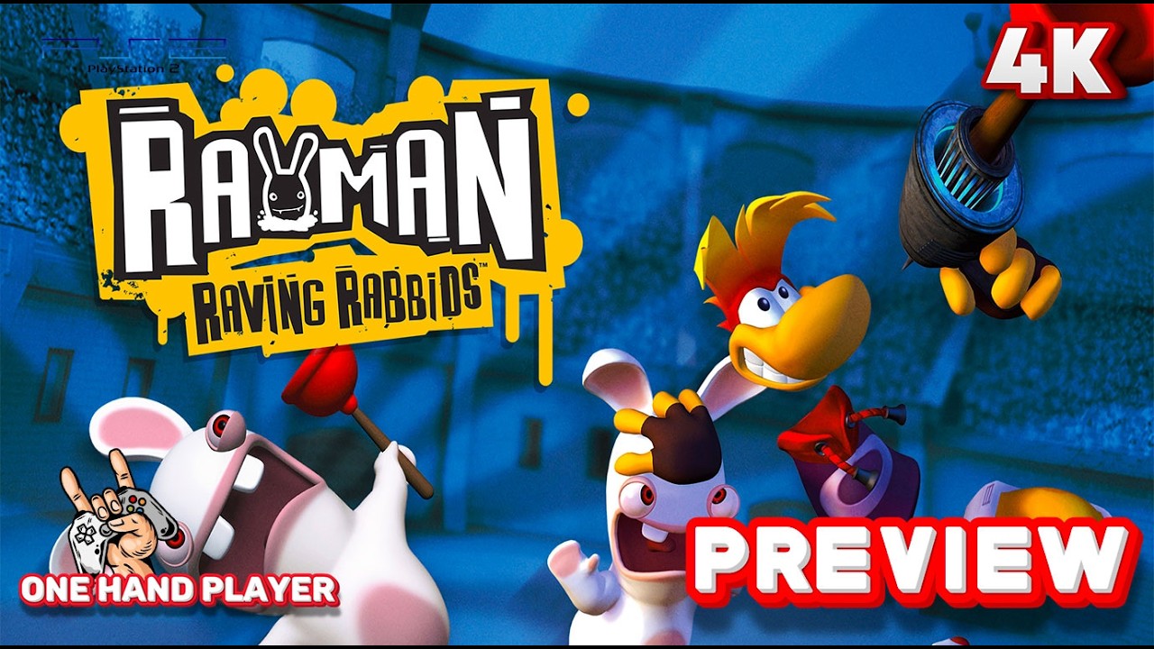 Rayman Raving Rabbids PS2 Gameplay (4K 60FPS) First 10 Minutes Preview One Hand Player