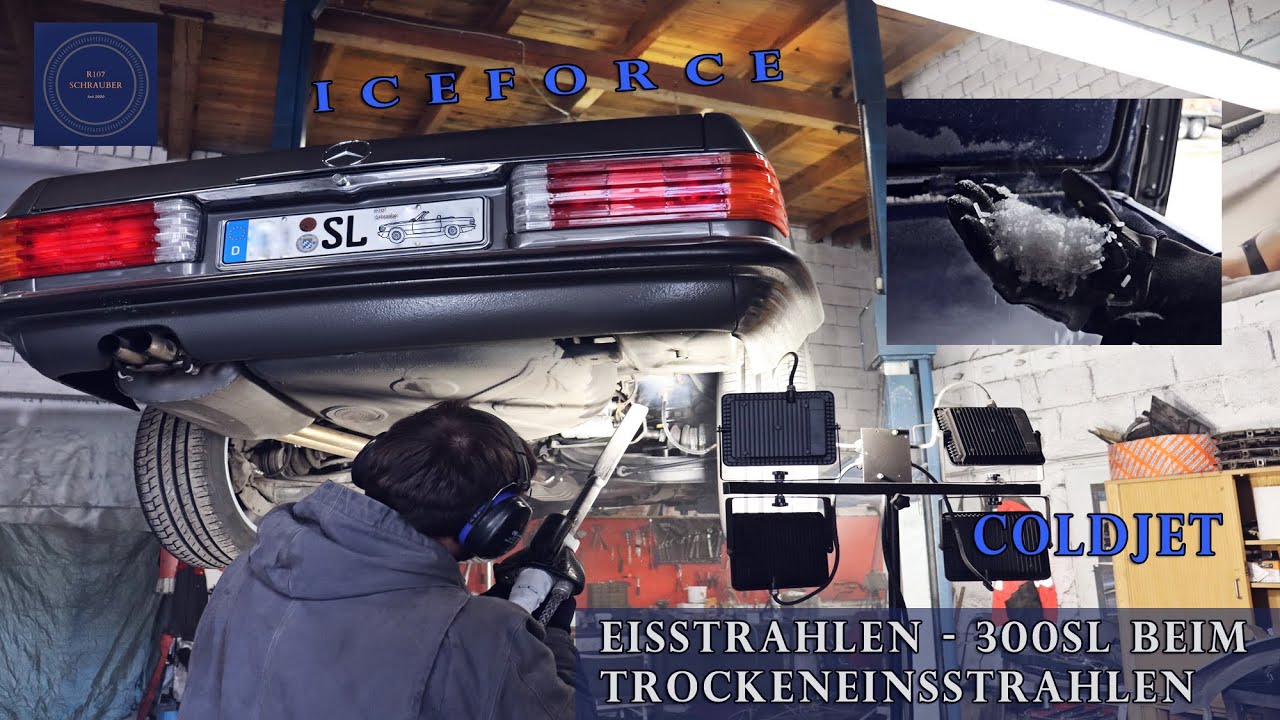 Eisstrahlen - Auto Reinigung mit Trockeneis an einem 300SL
