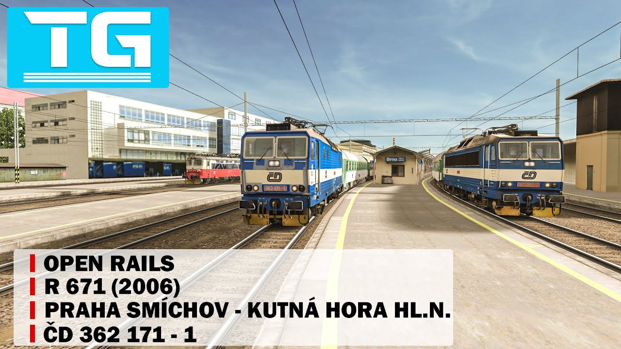 Open Rails CZ/SK: Aktivita - R 671 (Praha Smíchov - Kutná Hora hl.n.) ČD 362