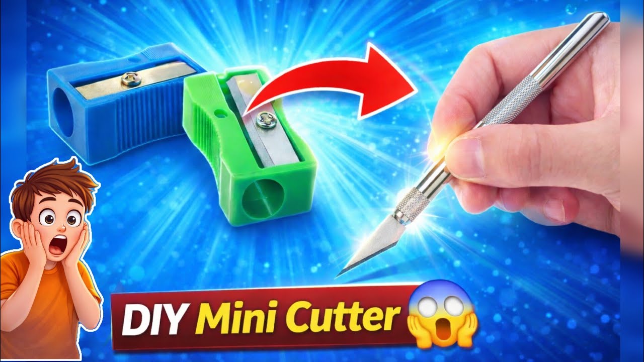 Sirf ₹5 Me Ghar Pe Cutter Banaye 💸 | Sharpener Blade Hack for Crafting ✂️🎨