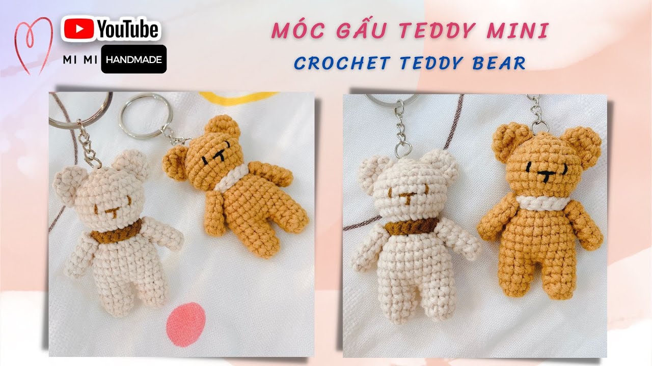 Móc Móc Khóa Gấu Teddy Mini Siêu Cấp Đáng Yêu | Crochet Teddy Bear Keychain | Mimi Handmade