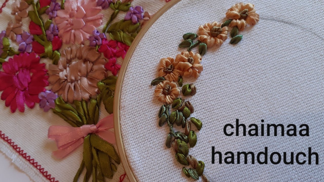 تطريز الازهار بالشرائط🧵🎀(السنتات،ستان)(الجزء الاول)Embroidery flowers with ribbons