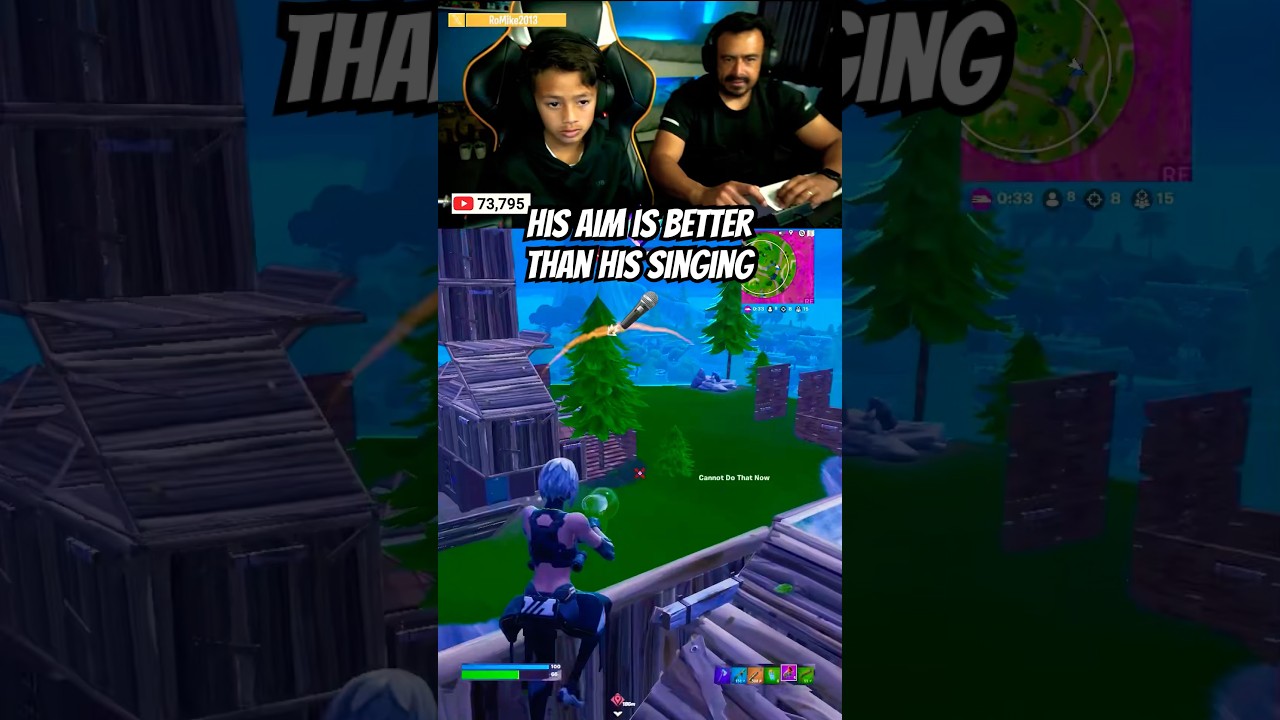 His aim is better than his singing 🎤 #romike2013 #fortnite