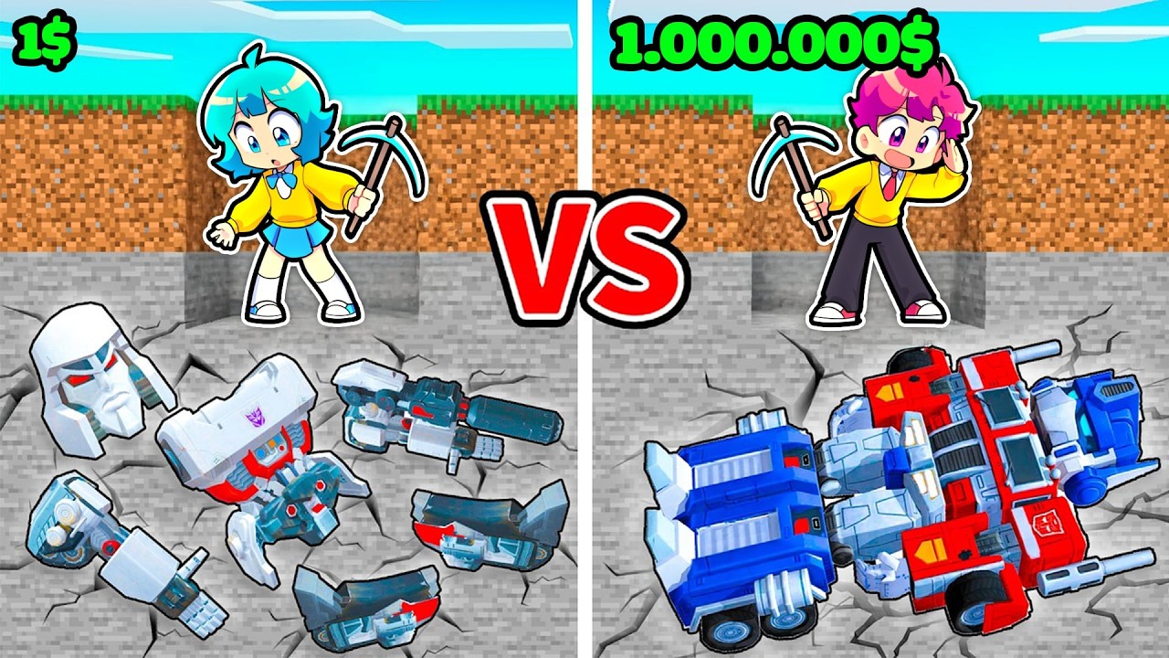 Hiha Thử Th&aacute;ch Đ&agrave;o TRANSFORMER 1$ Tới TRANSFORMER 1.000.000$ Trong Minecraft 🤣🤩