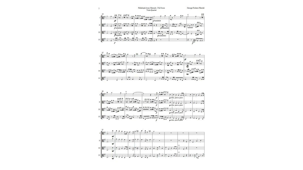 Hallelujah by Friedrich H&auml;ndel for Viola Quartet | ARRANGEMENT