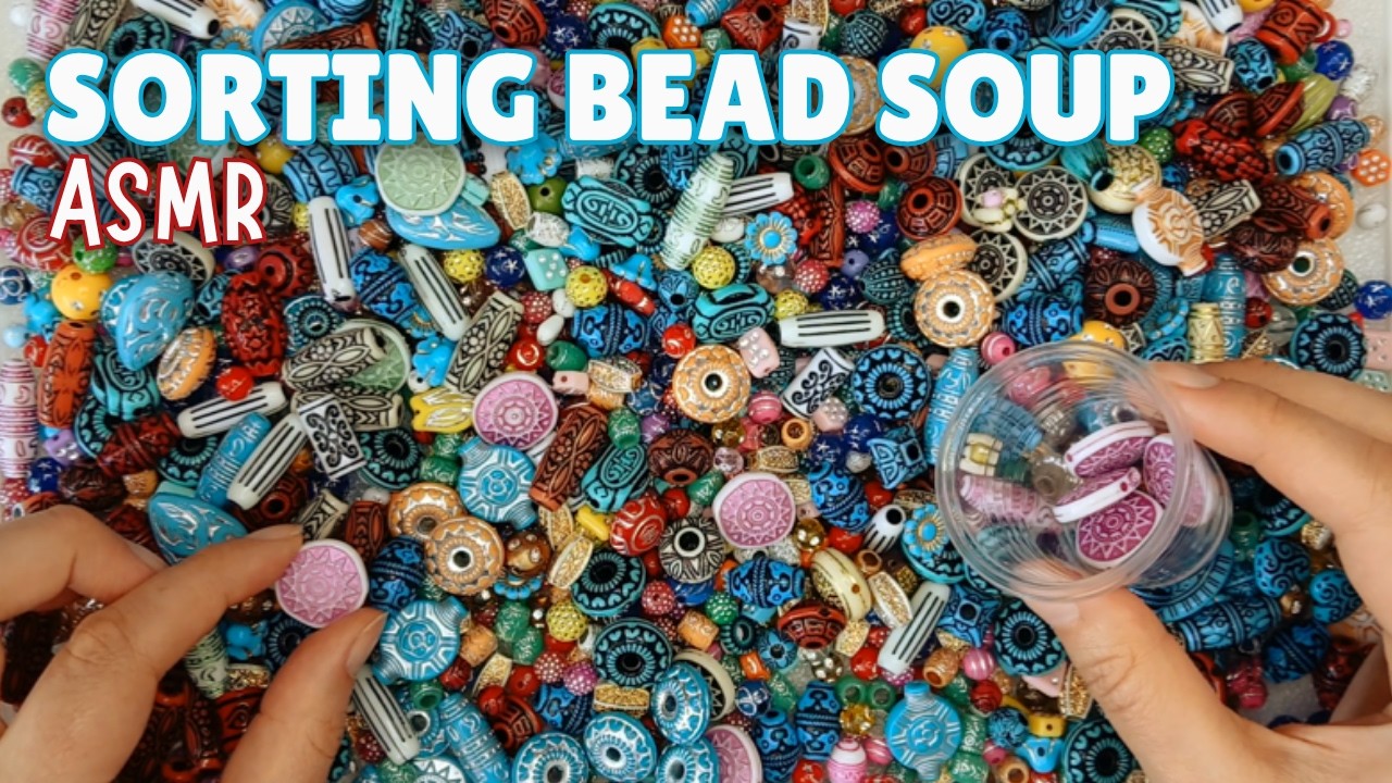 Sorting a Large Bead Soup Mix from Pandahall | ASMR