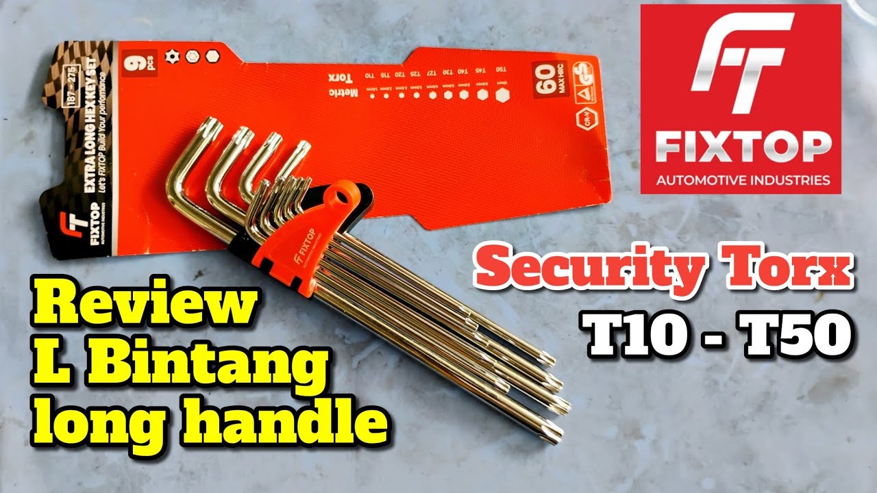 🌟Fixtop kunci bintang 9 pcs security torx handle panjang chrome finish Max 60 HRC