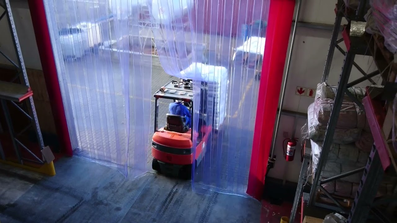 Warehouse strip curtain installation