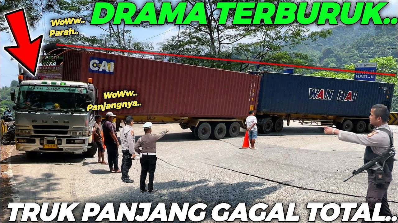 DRAMA TERBURUK & TERSULIT ABAD INI !!! Truk Trailer Gandengan Terpanjang GAGAL TOTAL Lewati Tikungan