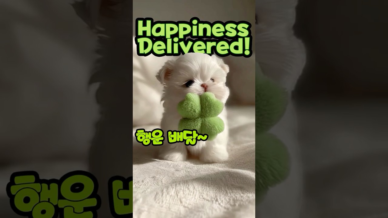 Lucky Maltese Puppy 🍀 A Gift of Happiness    행운의 네잎 클로버 말티즈 🍀행복을 드려요