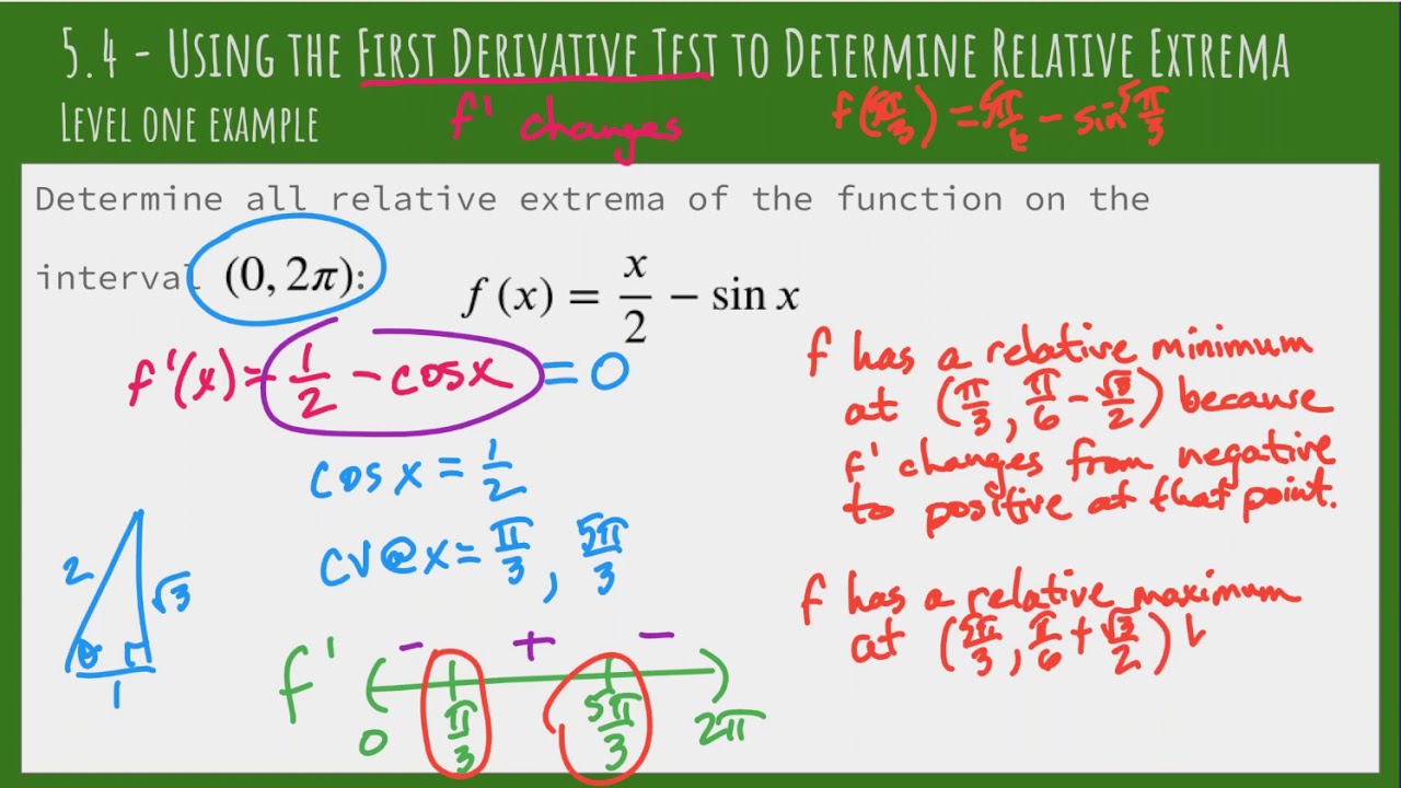5.4 - Using the First Derivative Test - Level 1 Examples