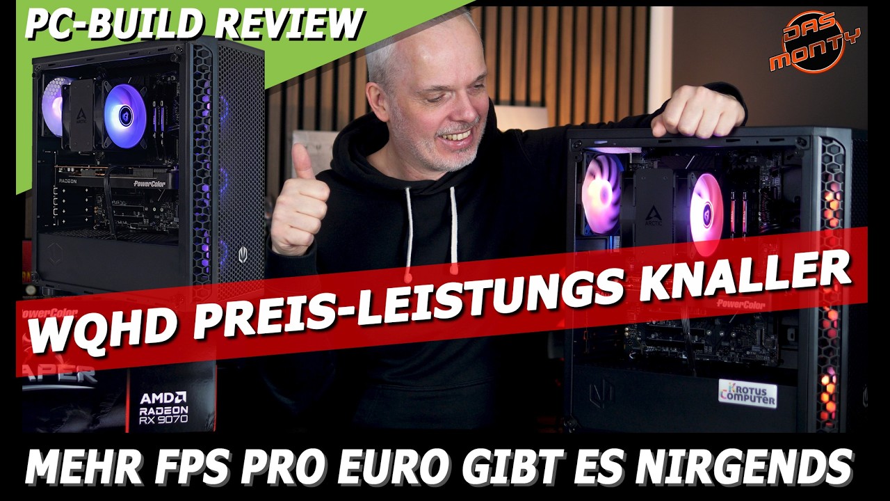 DasMonty Preis-Leistungs-Gaming PC | Maximale WQHD FPS f&uuml;r wenig Euro | Mit AMD Radeon RX 9070