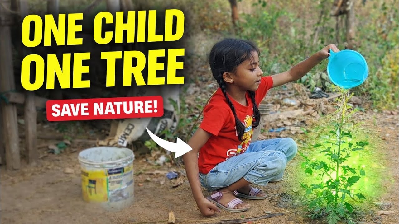 Small Girl Big Change! 🌍 Planting a TreeVillage Kid Saving Nature 🌱One Child Can Change the #World