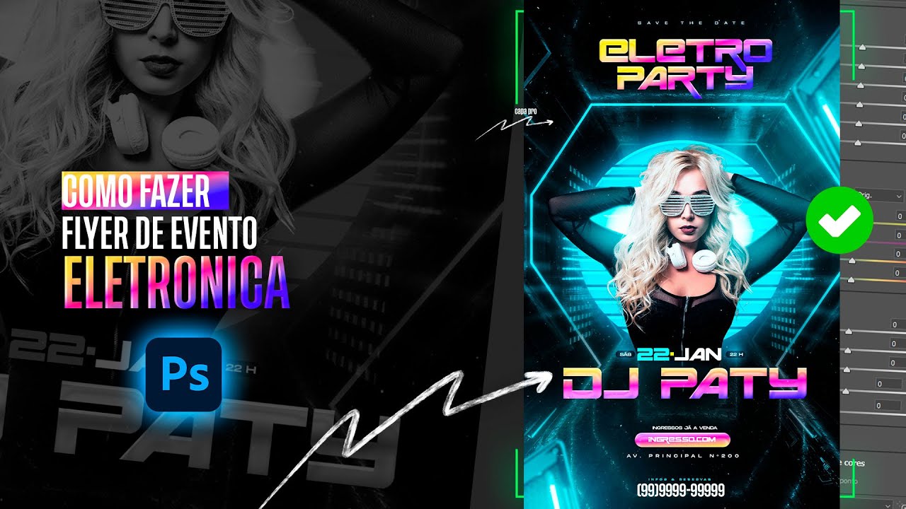 COMO FAZER FLYER DE EVENTO  DE  MUSICAELETRONICA