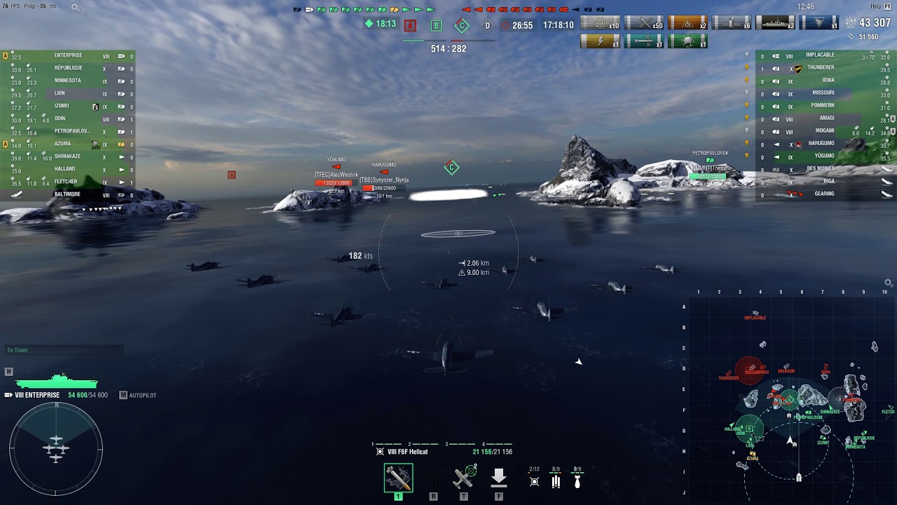 WoWs Replay. Fly me, please me, Enterprise is easy.