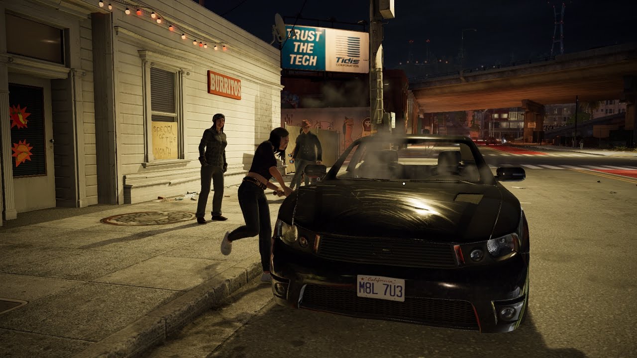 Watch Dogs 2 - Crazy Lady Smashes Car With Bat