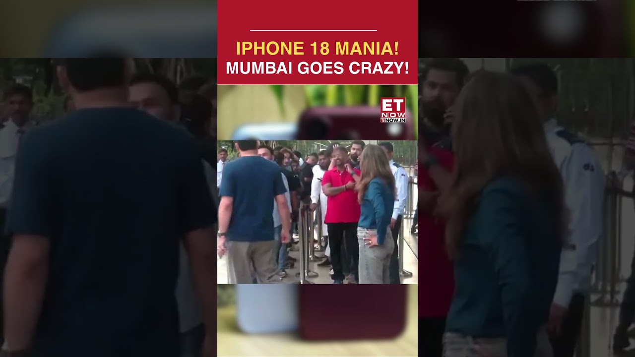 Ажиотаж вокруг iPhone 18 Pro в Мумбаи: огромные очереди на старте продаж по всей Индии #shorts #в...