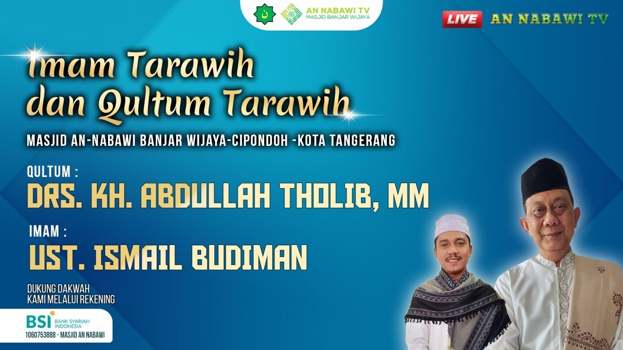 [LIVE] SHOLAT TARAWIH MASJID AN-NABAWI 1443H #01 || KH. Abdullah Tholib,Ust. Ismail Budiman